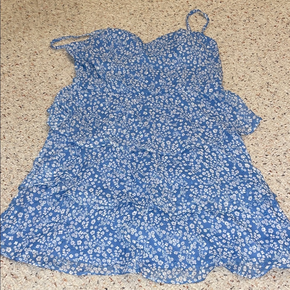 Chic Blue Floral Mini Dress